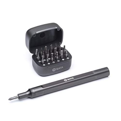 SATA Multifunctional Precision Screwdriver Set with Micro Pen-Style Screwdriver Handle and Case for Storage, Impact Rated, 25-Piece - ST05108-03