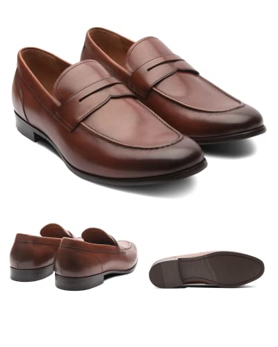 Dunross & Sons Men's Brookes Penny Loafer Slip-On Formal Business Shoes2