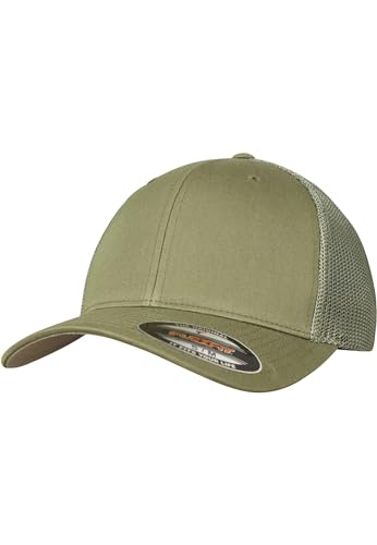 Image of Flexfit Trucker Mesh Fitted Cap | 6-Panel, Mid-Profile, Stretchable Mesh Backing, Flexfit Sweatband, Curved Visor, Silver Undervisor
