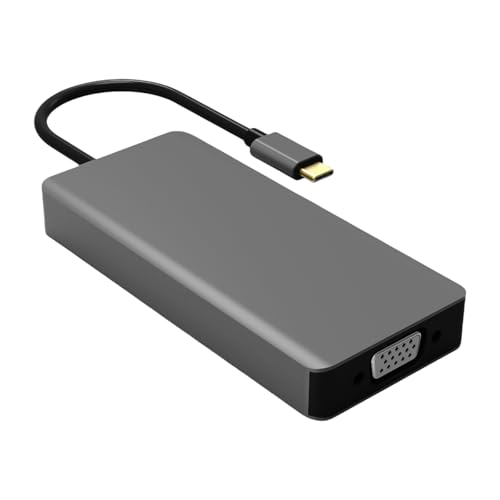 FackLOxc Concentradores USB C de alta velocidad USB C a convertidores VGA de vídeo/VGA con puerto adicional de 3 USB para múltiples tareas de computación diversa