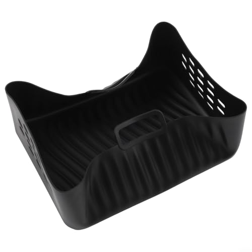 SL400UK SL401 - Bandeja de silicona perforada para freidora, resistente al calor, diseño de flujo de aire mejorado, 21 x 16 x 7,5 cm (rectangular, negro)