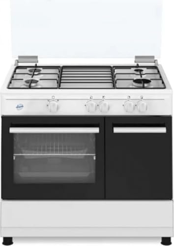 SD490WE - Cucina a gas 4 fuochi, con forno elettrico, 90x60 cm, Bianco