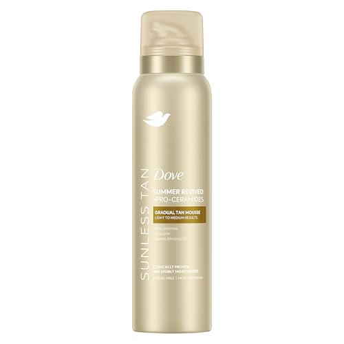 Dove Summer Revived Light to Medium Gradual Tan Mousse fast-absorbing self tanning for a natural-looking streak-free tan and 48h visibly moisturised skin 150 ml