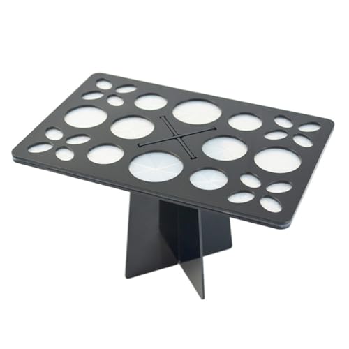 SMASOLO Organizador de Brochas de Maquillaje Plegable Soporte para Secado al Aire Estante Cosmético Negro Torre Inclinable Desmontable para Viaje y Almacenamiento Fácil