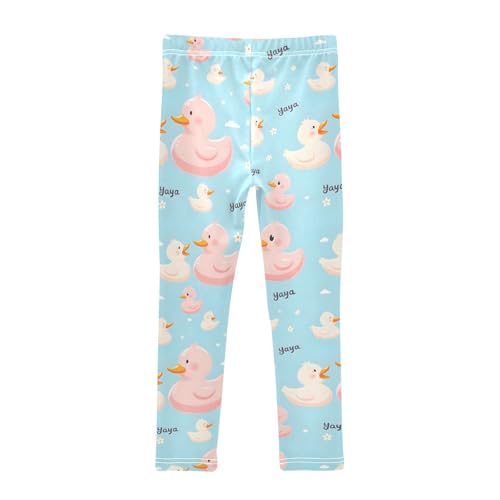 Cure Duck Floral Girls Leggings Soft Stretch Workout Yoga Dance Pants for Kids Casual Tights2