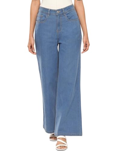 Image of Vogaan Women's High Waist Jeans || Flared Bell Bottom Bootcut Pants || Wide Leg Denim - Perfect for Travel, Party & Everyday Use