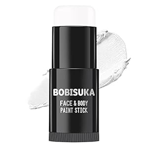 BOBISUKA Face Body White Paint Stick, Clown Makeup Eye Black Sticks for Sports, White Foundation Face Painting Kit for Halloween Skeleton Vampire Mime Skull Joker Special Effects Cosplay SFX Costume