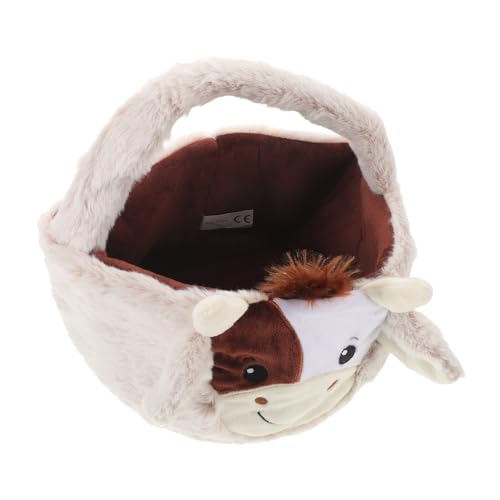 Panier de Pâques vache en peluche pour la chasse aux œufs des enfants