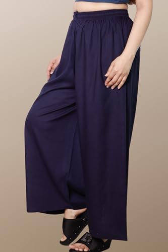 Image of KASANI Women's Solid Rayon Palazzo Pants Regular Palazo
