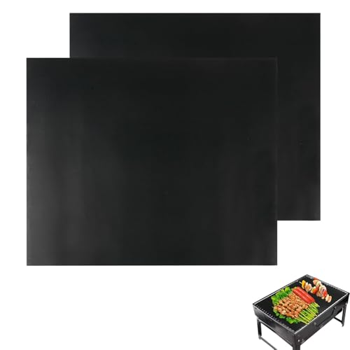 Srvauyea 2 Pièces Tapis de Cuisson Barbecue, Tapis Grille Barbecue, 40x50 cm Papier Barbecue ​Anti-Adhérent Réutilisable Nettoyable, Plaque Feuille de Cuisson Four Accessoire pour Four et Barbecue