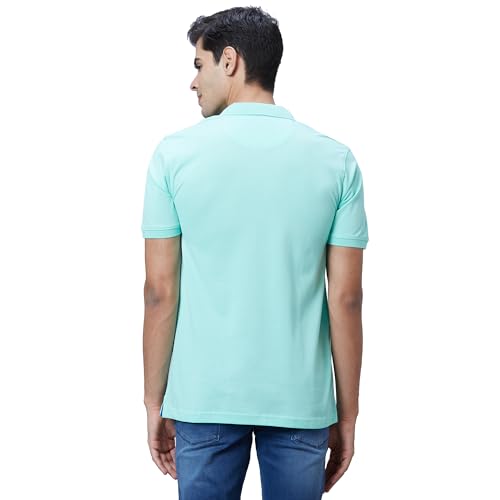 Image of Park Avenue Slim Fit Pure Cotton Print Pattern Polo Neck Casual T-Shirt