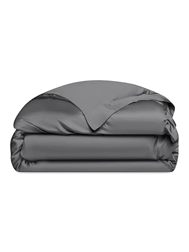 Cozy Earth Luxury Duvet Cover Twin - 100% Viscose from Bamboo - Ultra-Soft, Cooling & Lightweight Duvet Cover - Temperature-Regulating Bedding with Concealed Zip & Interior Snap Closures - Charcoal