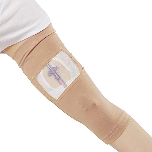 Care+Wear - Long PICC Line Cover (X-Large, Camel) - for Patients with PICC Lines - Upper or Lower Arm Coverage - Enhanced PICC Line Security - Comfortable Daily Wear, Convenient Mesh Window