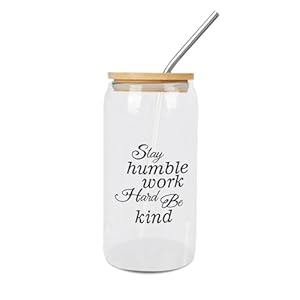 Yelolyio Motivationsglasbecher mit Holzdeckel 473ml