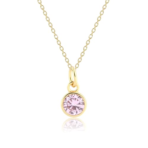 Cherished Moments 14K Gold-Plated Simulated October Birthstone Necklace for Children Toddlers and Little Girls Birthday Gift