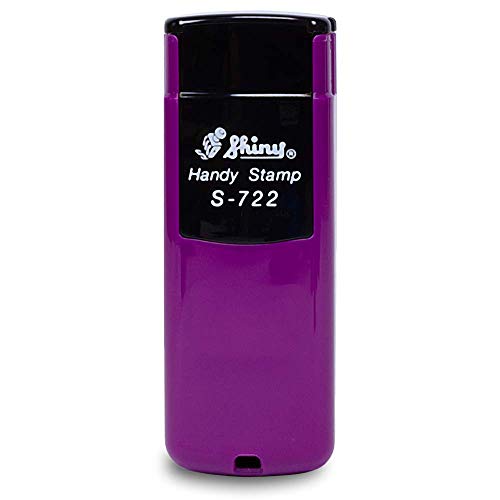Sellos personalizables Shiny S-722 de aprox. 14 x 38 mm en color lila, con texto personalizado, logotipo o dirección personalizable, sello de bolsillo