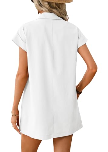 Mina Self 2024 Summer Short Sleeve Blazer Jacket for Women Lightweight Casual Fashion Long Work Office Suit Pockets2