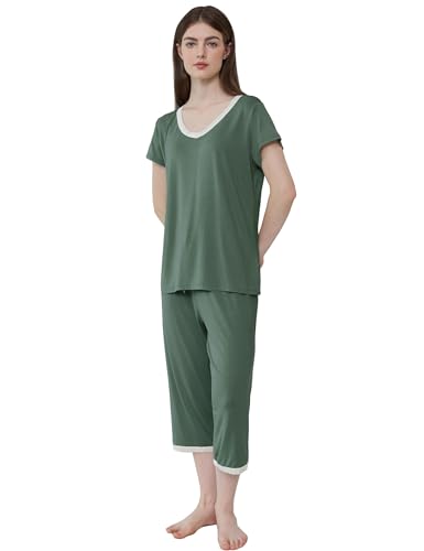 Image of Joyaria Cooling Pajamas Bamboo Viscose Lightweight PJs Set Women Wicking Sleepwear for Night Sweat S-XXL