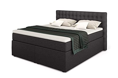Betten Jumbo King Boxspringbett 180x200 cm 7-Zonen TFK Härtegrad H4 und Visco-Topper | Farbe Anthrazit | div. Größen verfügbar – Bild 4