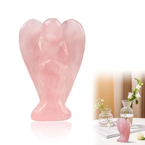 1Pc Rose Quartz Crystal Guardian Angel for Meditation and Emotional Balance Portable 1.5 Healing Crystal Gemstone Pocket Angel Symbolizes Love and Peace Figurine Gifts for Women Christmas Ornaments