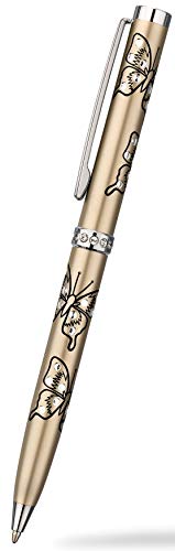 Bolígrafo de cristal con diseño de mariposa, color dorado