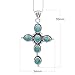Earth Gems Jewelry Turquoise Cross Necklace for Women, 925 Sterling Silver Oval Gemstone Pendant Necklace Boho Vintage Statement Necklace Turquoise Southwest Necklace 18