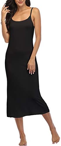 Summienlink Women's Full Slip for Under Dresses Sexy Long Sleeveless Nightgown Cami Dress