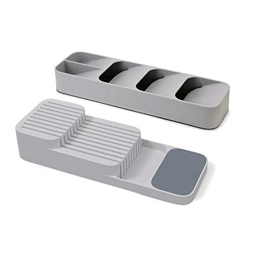 Joseph Joseph DrawerStore Set Kitchen Drawer Organizer Tray for Cutlery and Knives Gray