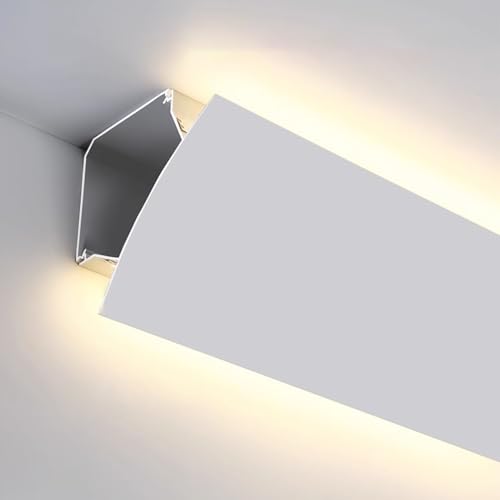 KomNWF LXXW Led Strip Light Track Ceiling and Wall Indirect Lighting Edging, Dual Light Bar LED Channel System, Decorative Lighting Aluminum Channels Ceiling Paneling(7 m/22.9 ft)