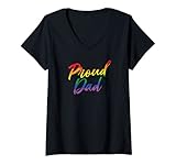 Photo Gallery donna fiero papà di figlio gay figlia lesbica lgbtq ally rainbow maglietta con collo a v Photo Gallery donna fiero papà di figlio gay figlia lesbica lgbtq ally rainbow maglietta con collo a v