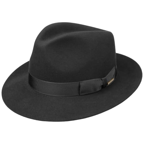 Stetson Penn Bogarthut Fedora-Hut Haarfilz Made in EU Damen und Herren Sommer Winter schwarz 59 cm