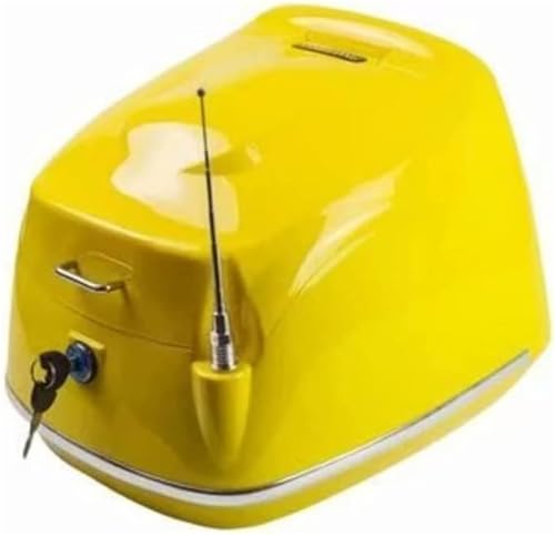 Tonain リアボックス バイクバイク用 リアボックス トップケース 35L バイク用ボックス 着脱可能式大容量 原付 スクーター フルフェイス収納可能 ヘルメット入れ 汎用 アンテナ飾り (イエロー)