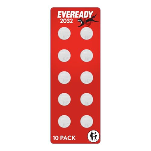Eveready 2032 Batteries (10 Pack), 3V Lithium Coin Batteries for Watches, AirTags, Key Fobs, and...