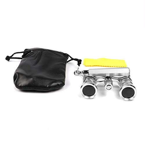 Kingscope 3X25 Vintage Opera Glasses Binoculars for Theater Musical Concert (Lorgnette, Silver, with Handle)