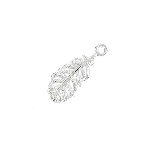 Sterling Silver Filigree Feather Charm Pendant 15mm PK1