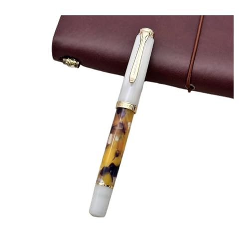 Stylo plume à piston en agate et finitions dorées, le cadeau idéal pour étudiants