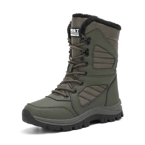GemChve Botas Mujer Invierno Botas Camperas Calor Impermeable y Antideslizante Botas de Montaña Mujer Green 39 EU
