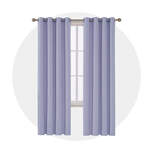 Image of Deconovo Blackout Curtain Darkening Panel for Bedroom or Living Room Grommet Thermal Insulated Reduce Drape, 52 x 95 Inch, Light Purple