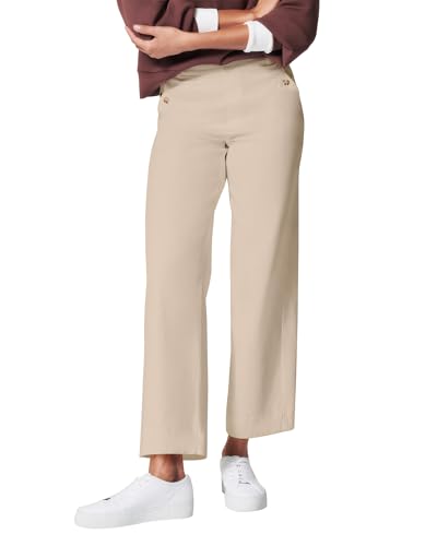 HBQ Womens Jeans Baggy Stretchy Pull On High Waisted Denim Wide Leg Trouser Pants Trendy-L-Cream