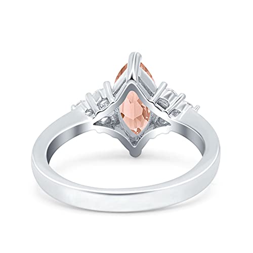 Blue Apple Co. Vintage Art Deco Marquise Wedding Engagement Bridal Ring Simulated Cubic Zirconia 925 Sterling Silver3