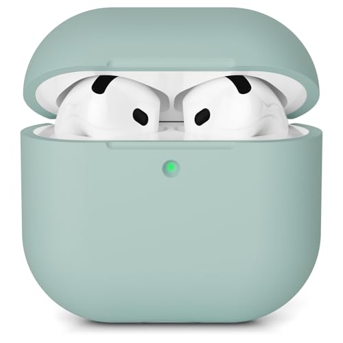 AOTUAO Custodia Compatibile con AirPods 4 (2024) Custodia Case, Case Protettiva Antiurto Antiscivolo in Silicone per AirPods 4a Generazione Cover Custodia, LED Frontale Visibile, Cloud Grey