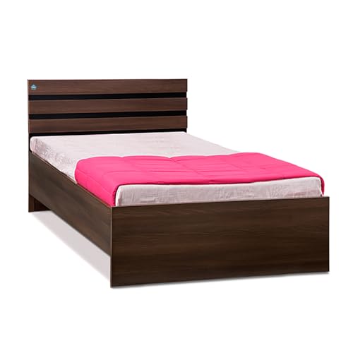 Image of DELITE KOM | 1 Year Warranty | Single Bed, Cocoa Engineered Wood Bed Without Storage, Wooden Bed (77x37 Inches) | Installation Included | Dual Tone Color - Acacia Dark & Flowery Wenge