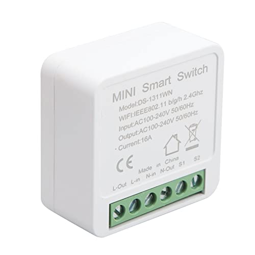ViaGasaFamido Ac100 a 240 V 16A Mini Interruttore Wifi Intelligente Senza Filo Neutro Richiesto Modulo di Controllo della Luce della Parete per Scatola a Parete Standard