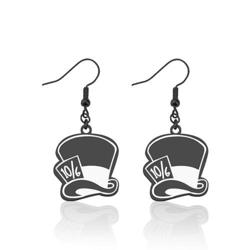 FAADBUK 10/6 Mad Hatter Hat Inspired Earring Mad Hatter Fan Gift Alice Merchandise