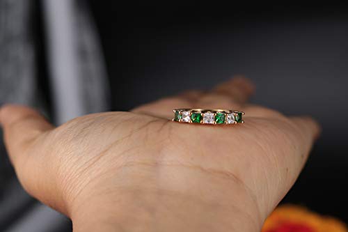 Princess Cut Gemstone Half Eternity 14k Yellow Gold Plated Wedding 7-Stone Band Ring for Women3