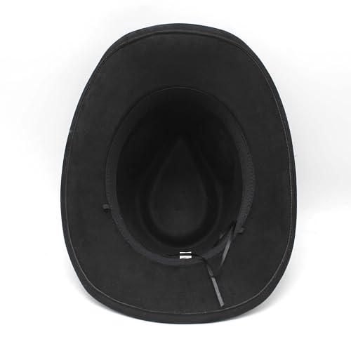 Image of Unisex Western Suede Cowboy Cowgirl Hat Classic Wide Brim Fedora Hat for Men &Women