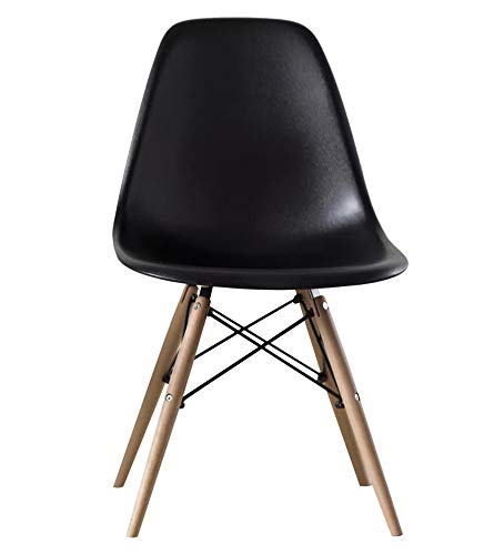 Image of TIED RIBBONS Set of 4 Designer DSW Chair for Home, Living Room, Bed Room, cafe, Office, Accent Chair (Plastic and Wood, Black, 81 cm X 40 cm)