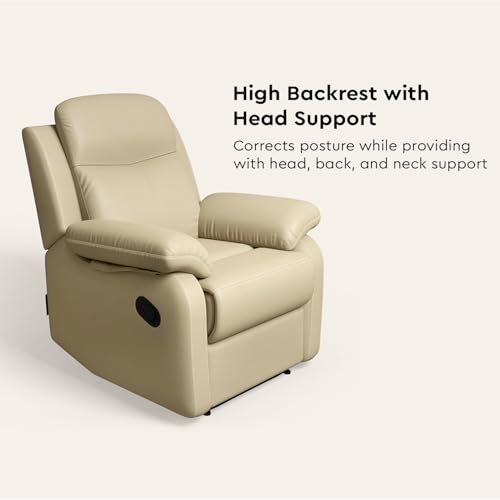 Image of Interio by Godrej Alpine Manual 1-Seater Synthetic Leather Recliner Sofa