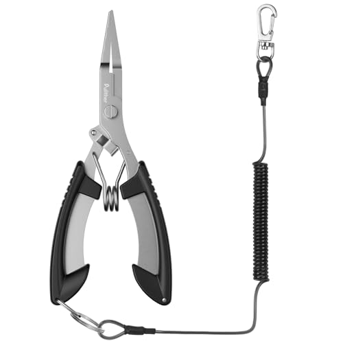 pullther Pinze da Pesca - 16CM, Pesca Accessori, Forbici da Pesca Multifunzionali, Pinza per Pesci ad Anello Aperto Rimuovi-Amo con Cordino Avvolgendo di Sicurezza, Attrezzatura da Pesca