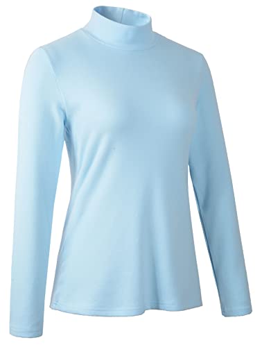 Image of Women's Cotton Mock Turtleneck Long Sleeve Basic Thermal Top